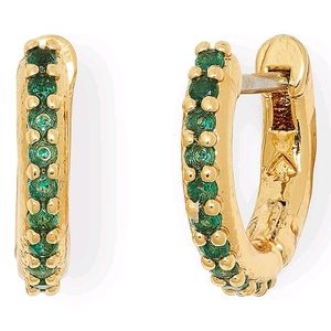 NEW Kate Spade Twinkles Pavé Huggie Hoop Earrings in Emerald